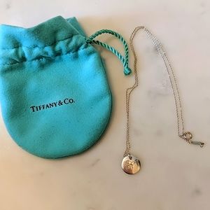 Tiffany & Co. E Initial SS Disc Charm and Chain